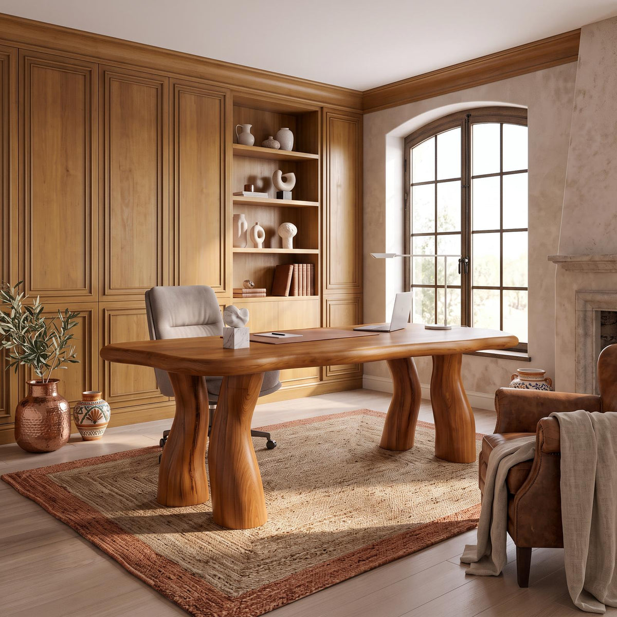 Modern Halloween Office Desk With Interconnected Curved Legs For Home Office