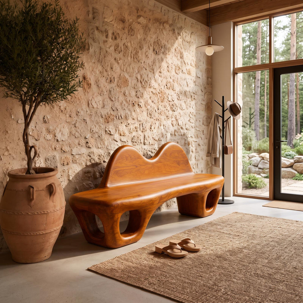 Gothic Halloween Accent Bench With Dramatic Rounded Silhouette For Hallway
