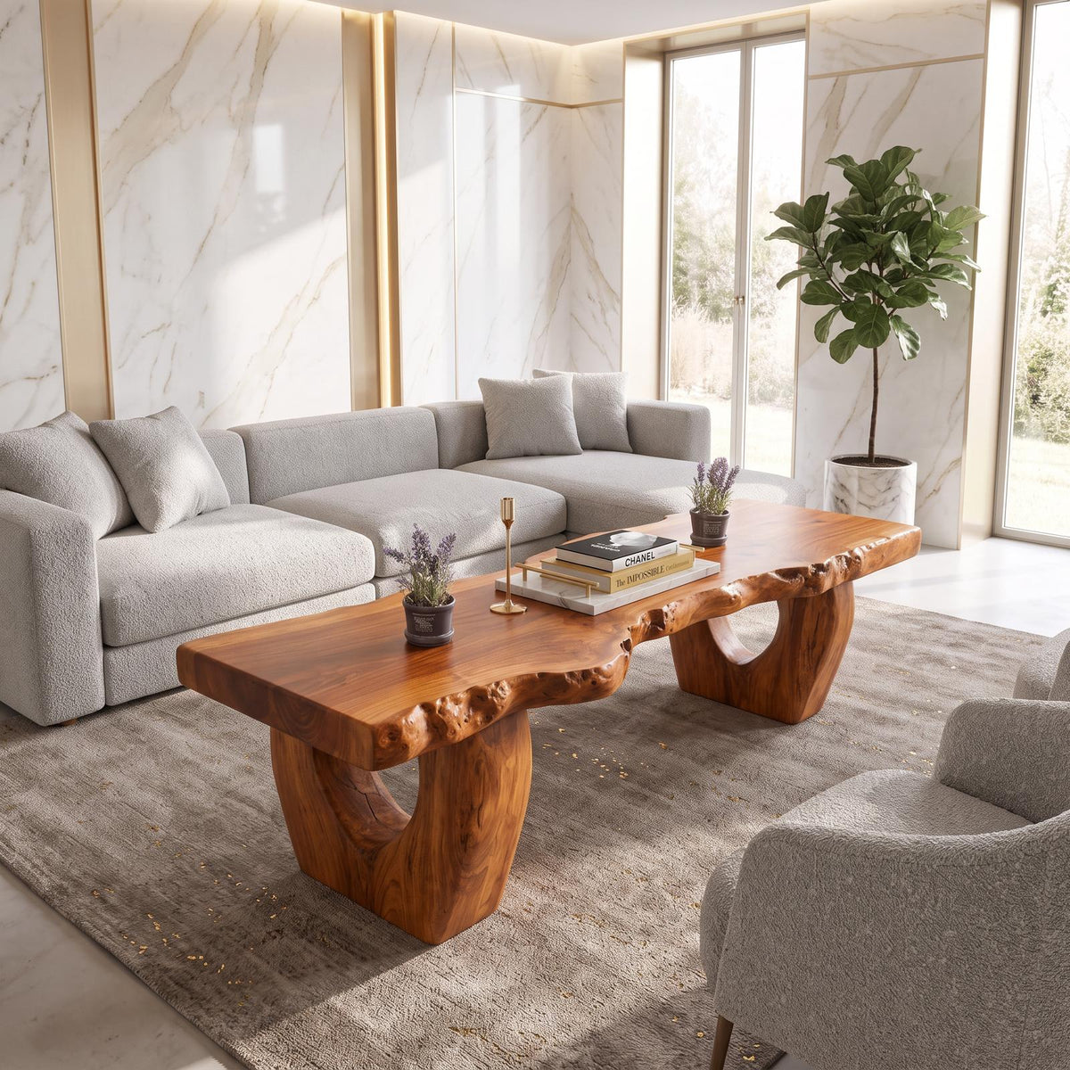 Modern Coffee Table With Open Hollow Legs And Clean Profile For Lounge