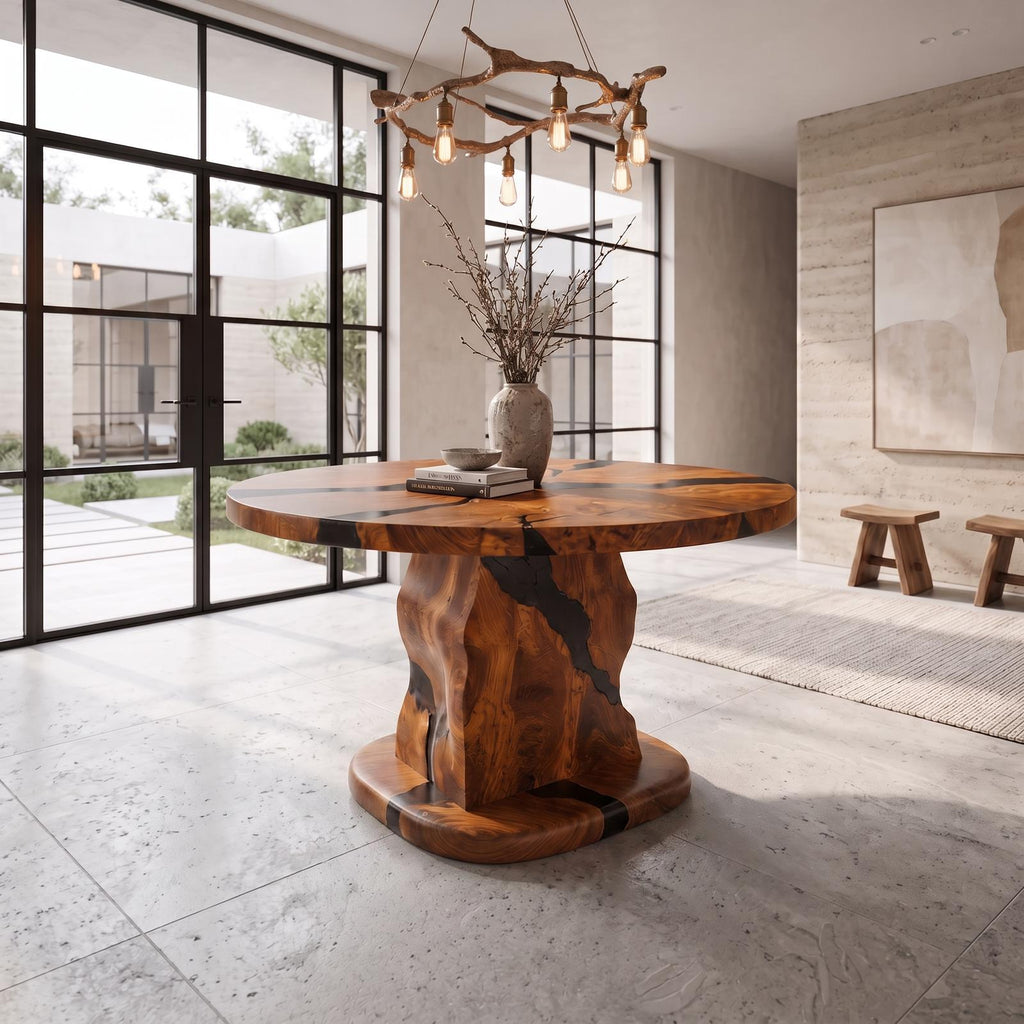 Rustic Foyer Table Handcrafted Solid Wood Design For Entryway