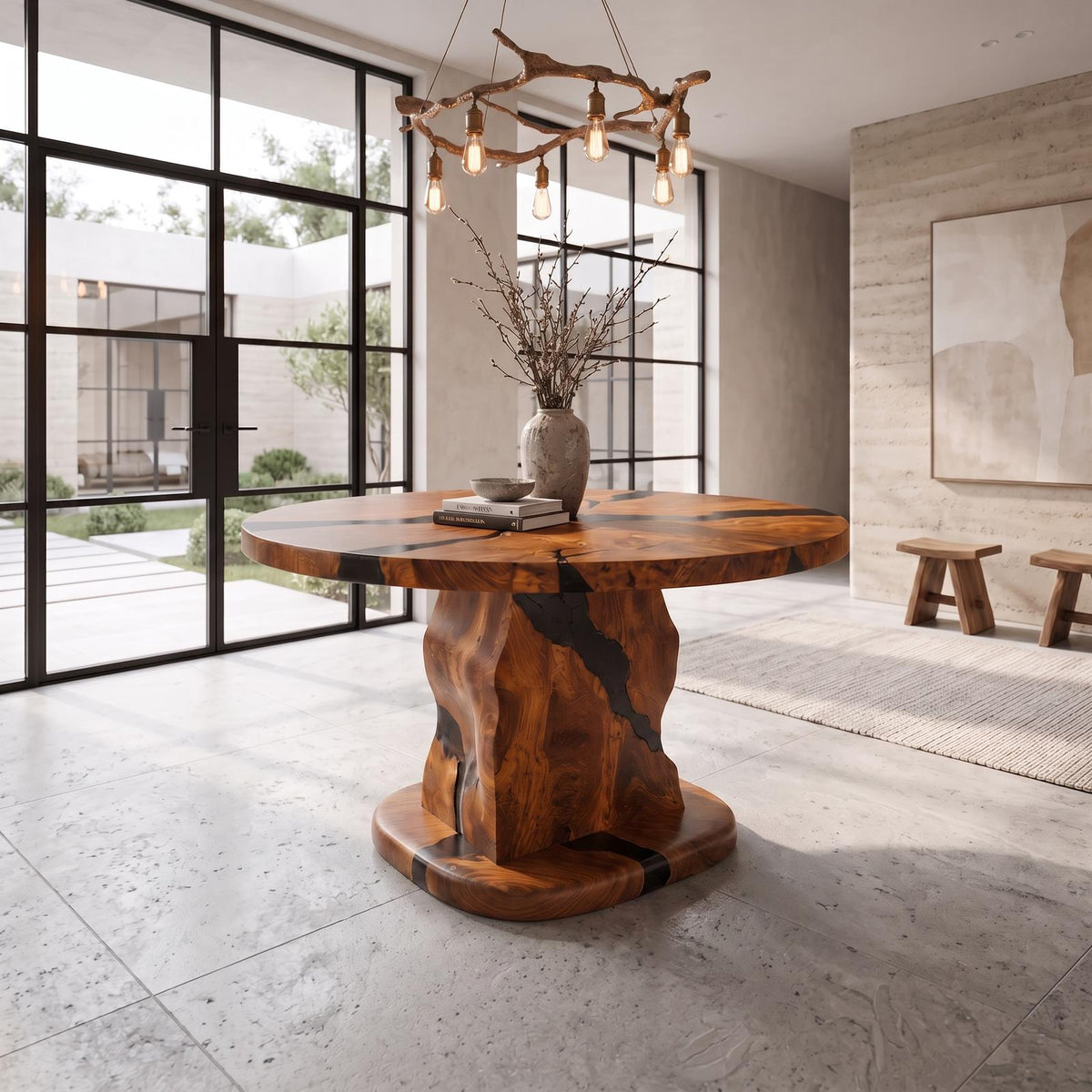 Rustic Foyer Table Handcrafted Solid Wood Design For Entryway