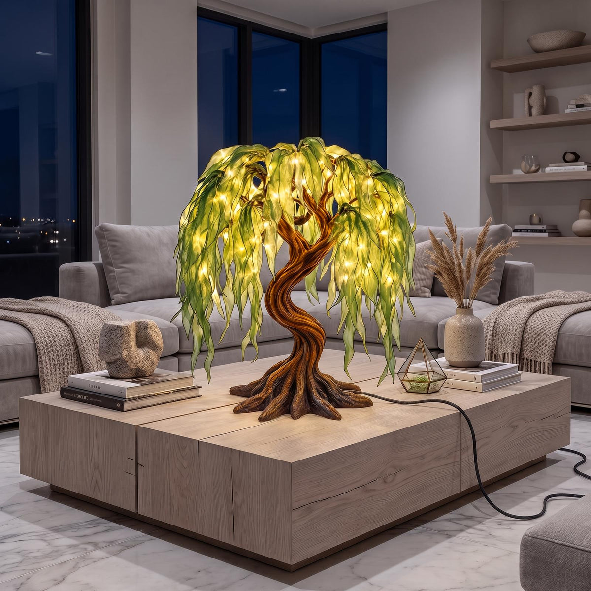 Modern Sculptural Bonsai Tree Table Lamp For Living Room