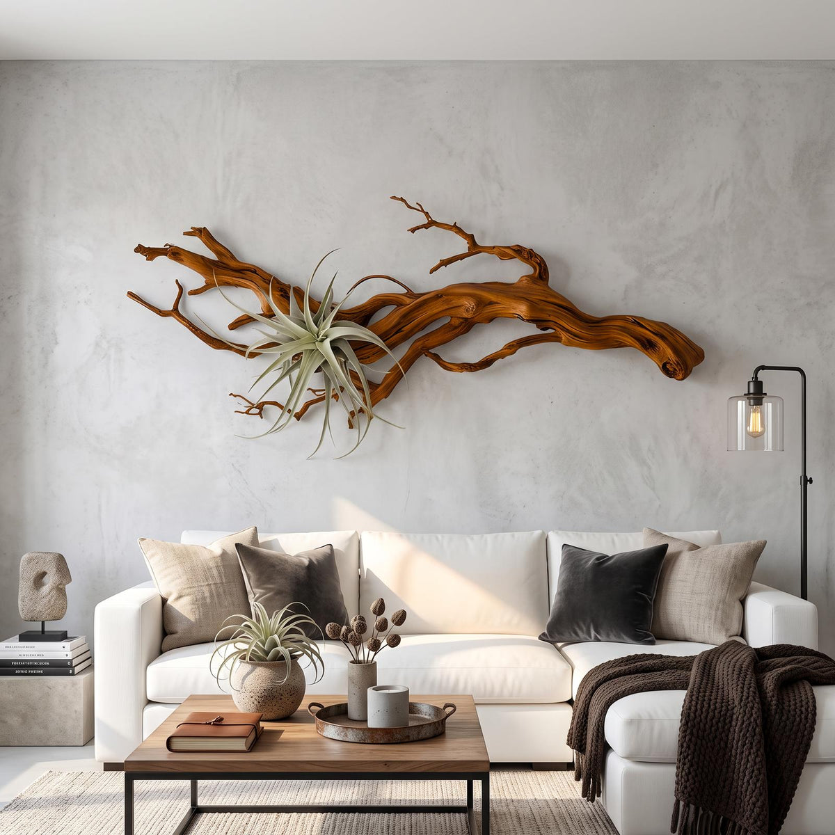 Rustic Tree Wall Art Decor, Handcrafted 3D Wooden Branch Sculpture for Living Room Wall