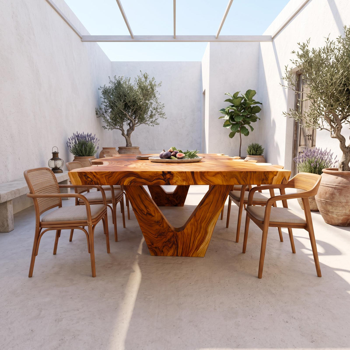 Rustic Sculptural Dining Table For Dining Room And Open Interior