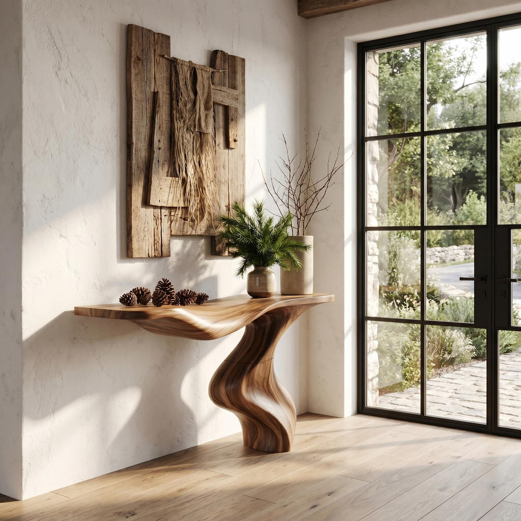 Modern Console Table With Statement Sculptural Base For Living Room