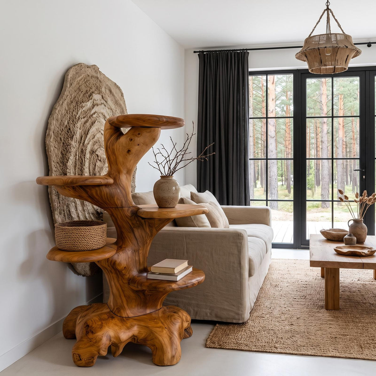 Minimalist Side Table With Integrated Storage For Living Room
