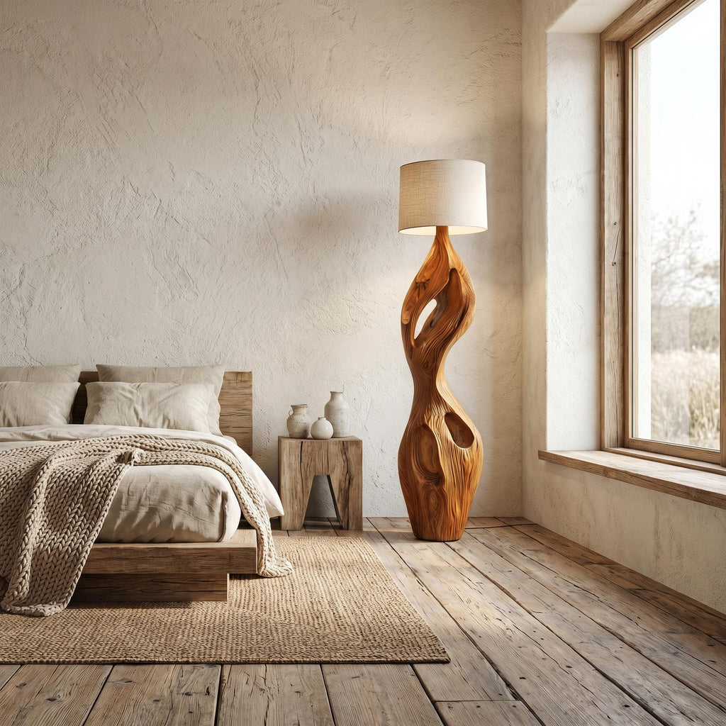Organic Twisted Floor Lamp Sculptural Double Curve Design Living Room And Bedroom