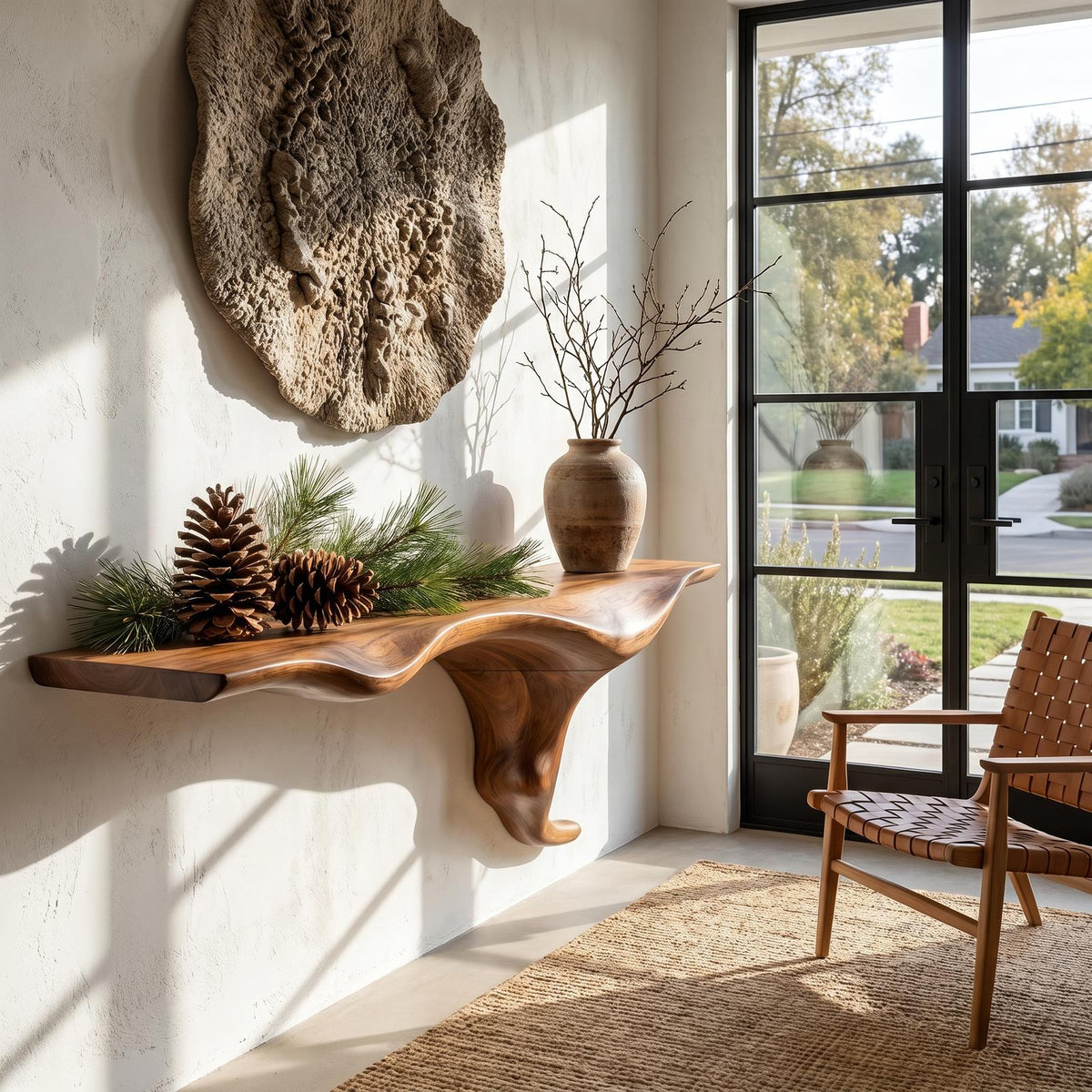 Organic Wall Mounted Console Table With Sculptural Tree Root Design For Entryway SINLHACS656