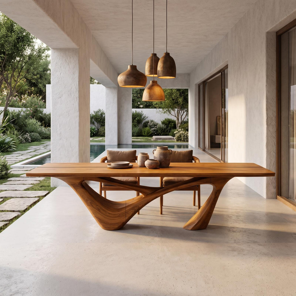 Minimalist Wing Pedestal Dining Table Solid Wood Dining Table For Dining Room