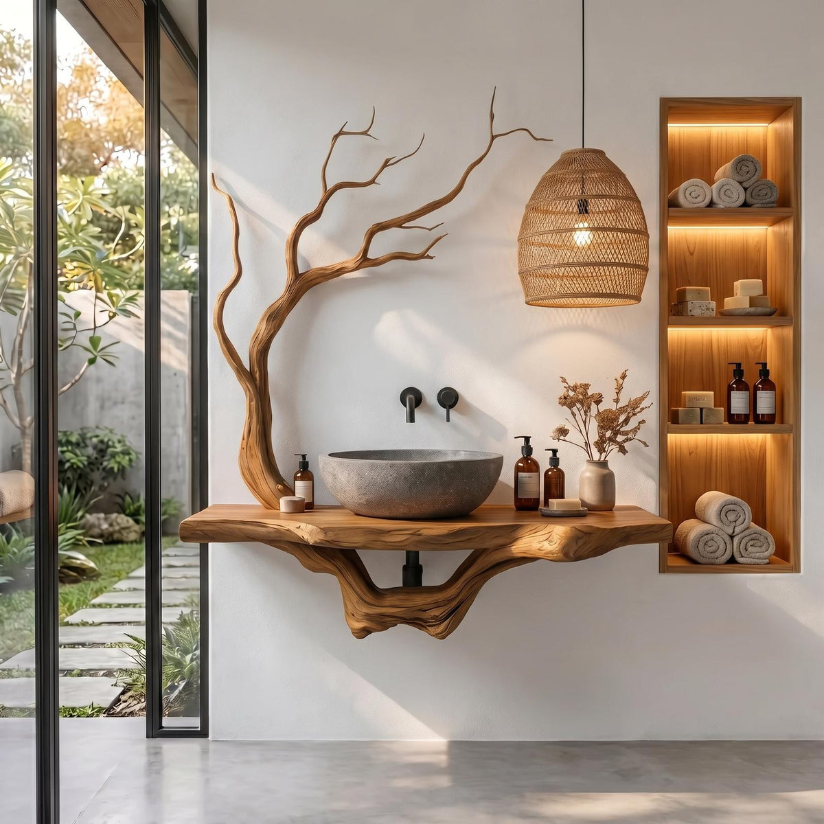 Organic Tree Branch Bathroom Vanity Wall Mounted Sink Console SINLHABRV327