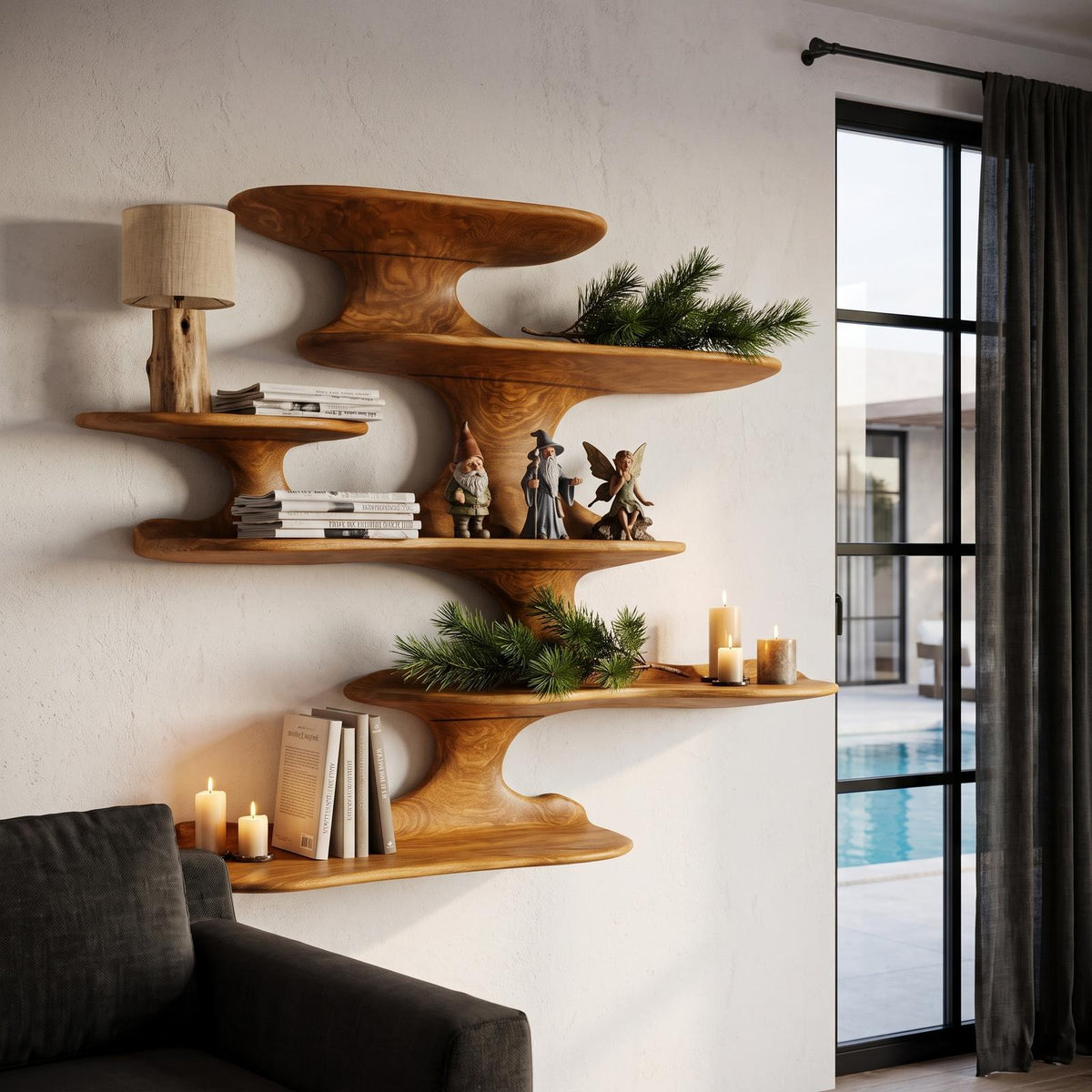 Minimalist Floating Shelf Handcrafted Solid Wood Design For Bedroom