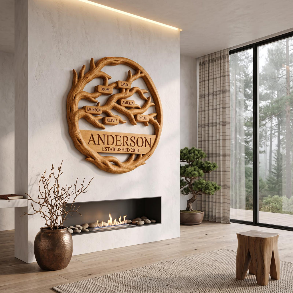 Organic Personalized Family Tree Wall Decor For Living Room And Entryway