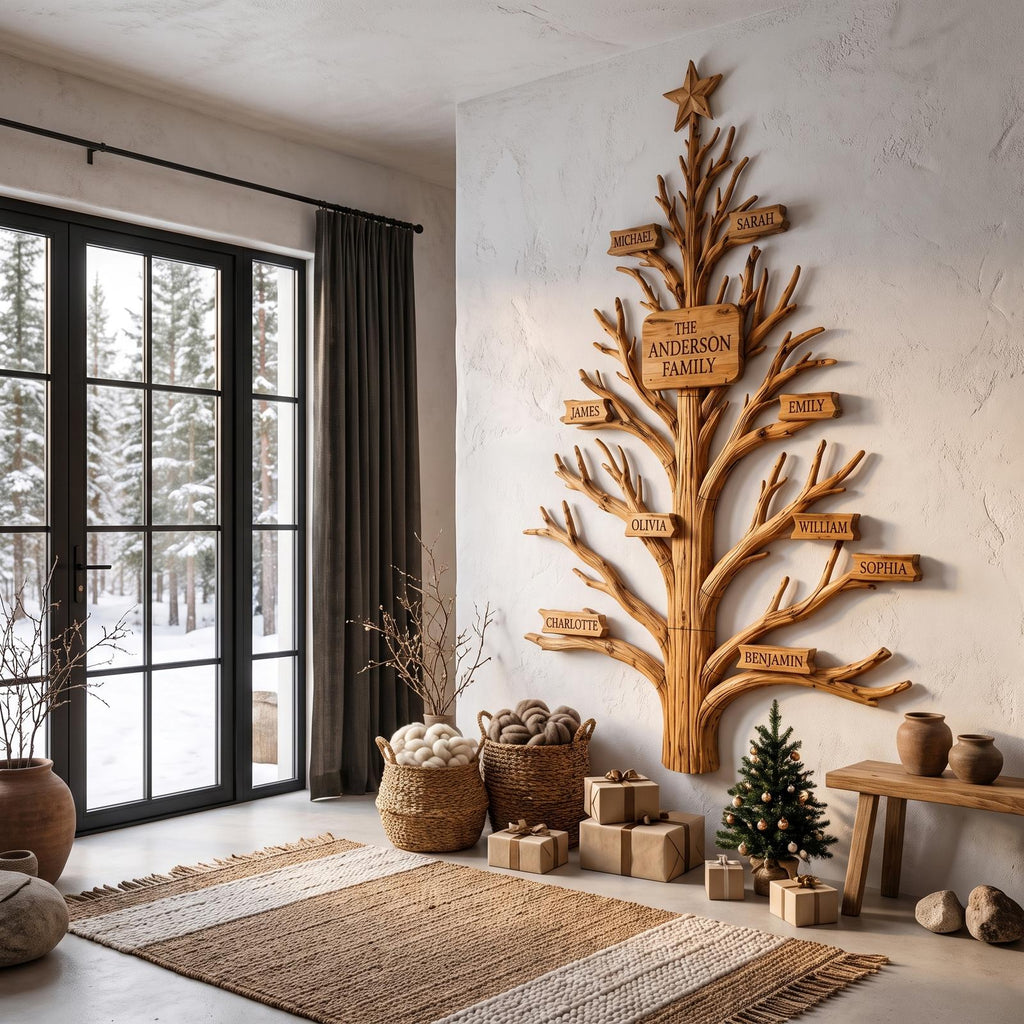 Rustic Family Tree Wall Decor With Personalized Family Name For Entryway And Living Room