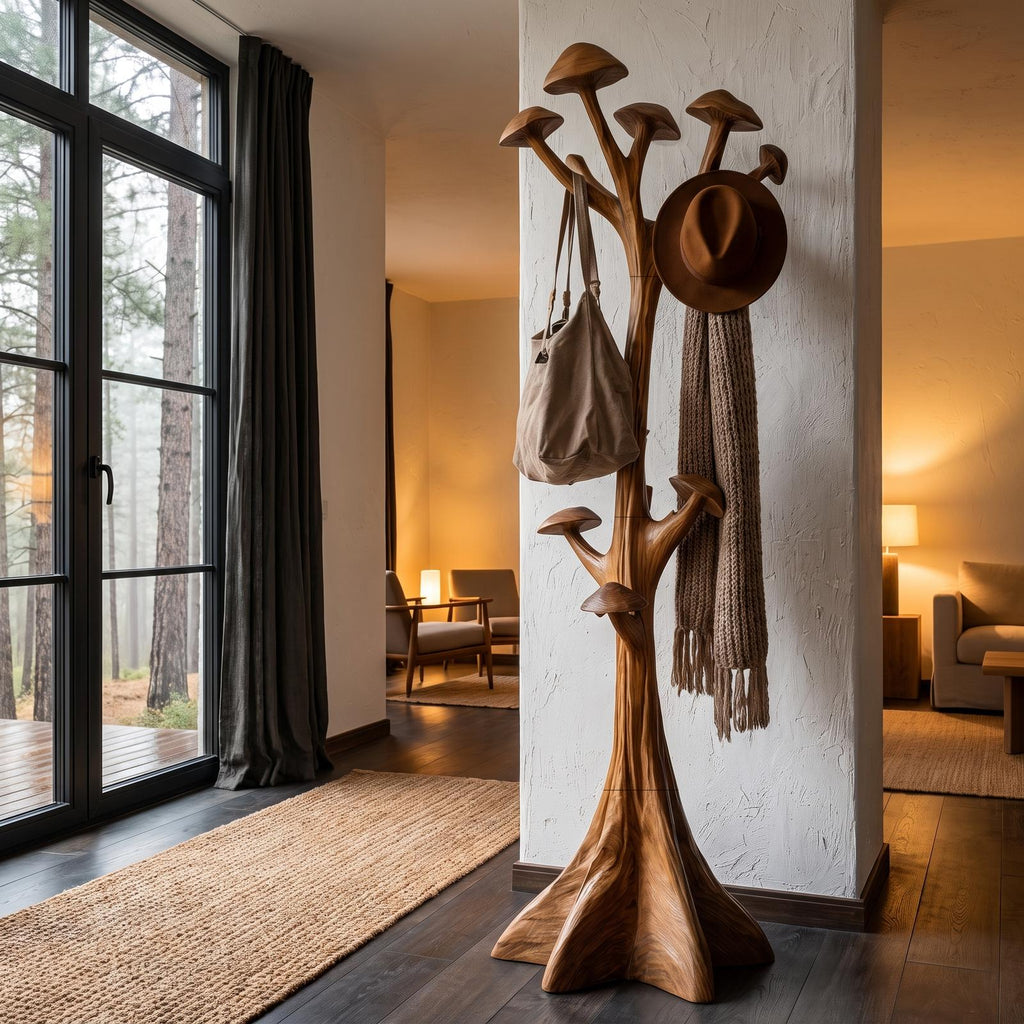 Modern Sculptural Tree Coat Rack Freestanding Design For Entryway Hallway
