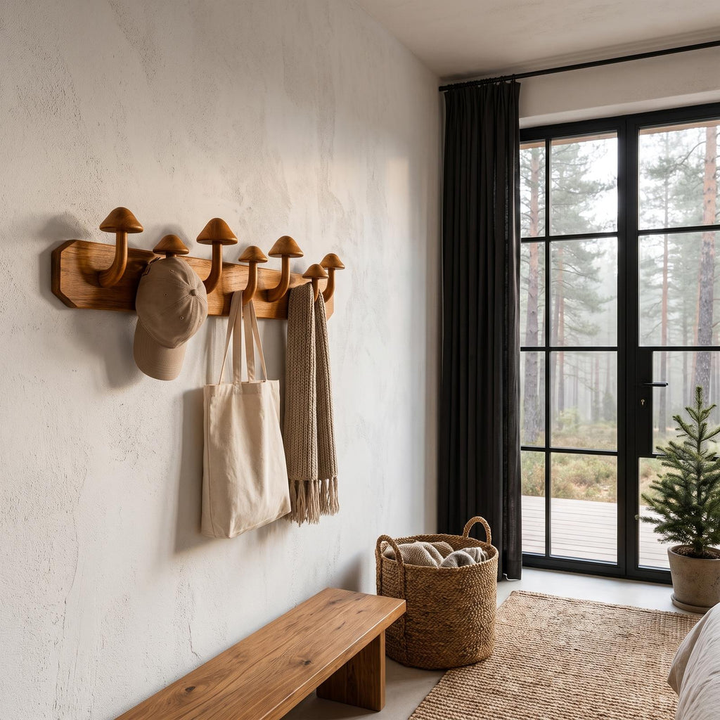 Mushroom Wall Mounted Coat Rack Hook Organizer For Entryway Hallway