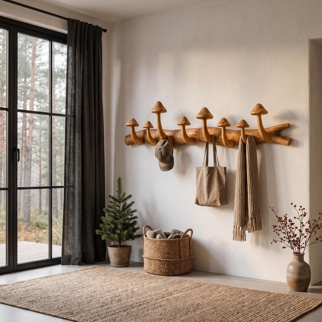 Rustic Wall Mounted Coat Rack Hook Organizer For Entryway Hallway
