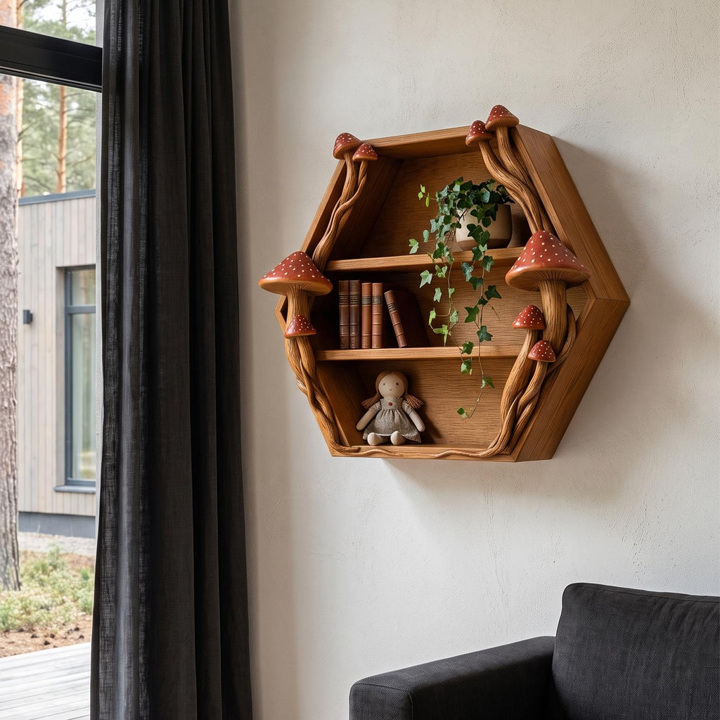 Minimalist Wall Bookshelf Handcrafted Solid Wood Shelves For Living Room