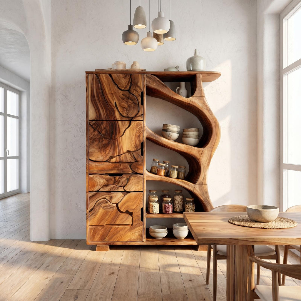 Nature Inspired Entryway Cabinet Organic Storage Design