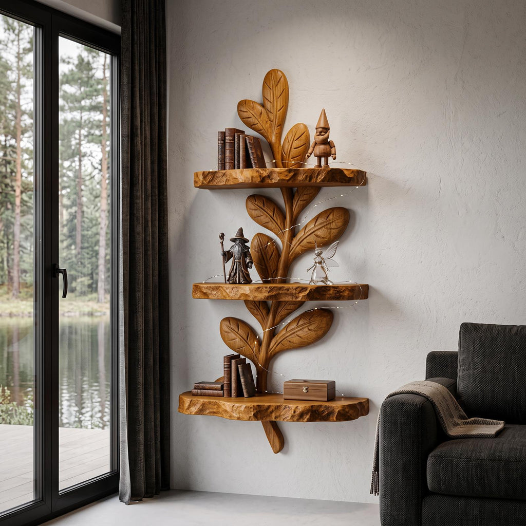 Modern Floating Shelf Handcrafted Solid Wood Design For Home Office