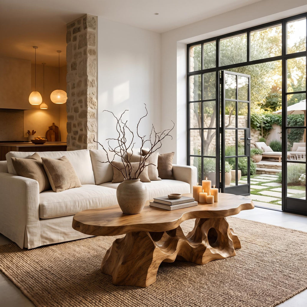 Organic Coffee Table With Sculptural Tree Root Base For Living Room SINLHACF412