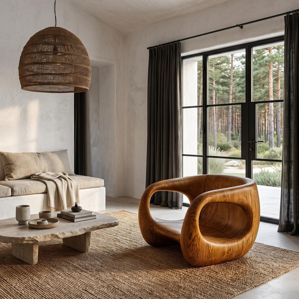 Contemporary Sculptural Chair With Flowing Armrest Design For Living Room SINLHACHR039