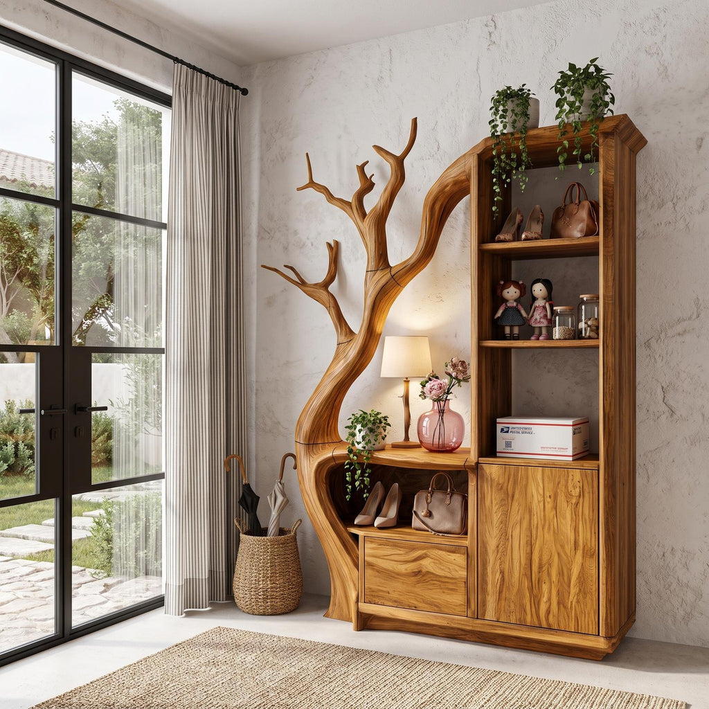 Modern Storage Cabinet With Rounded Frame Design For Entryway