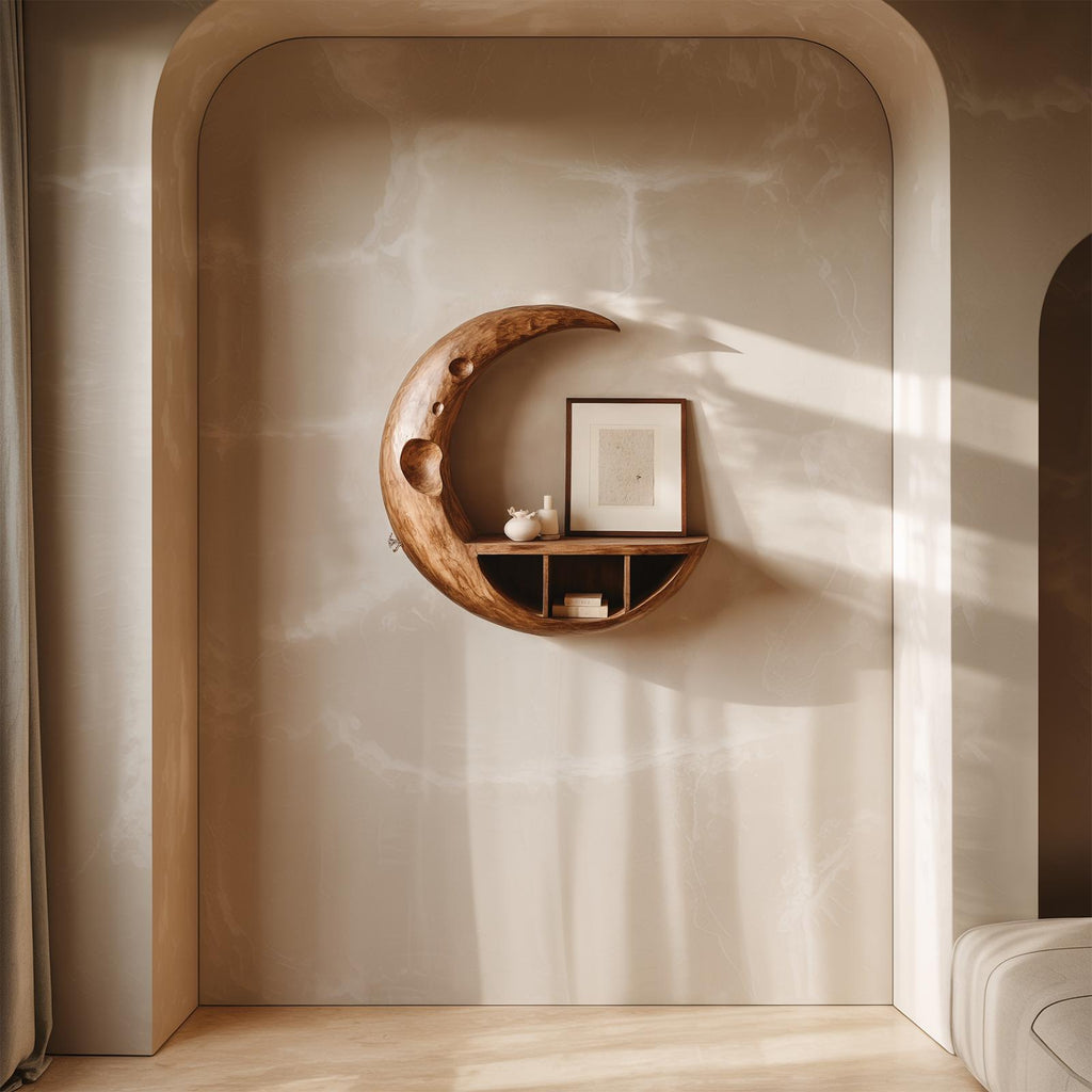 Rustic Moon Wall Shelf For Living Room And Apartment