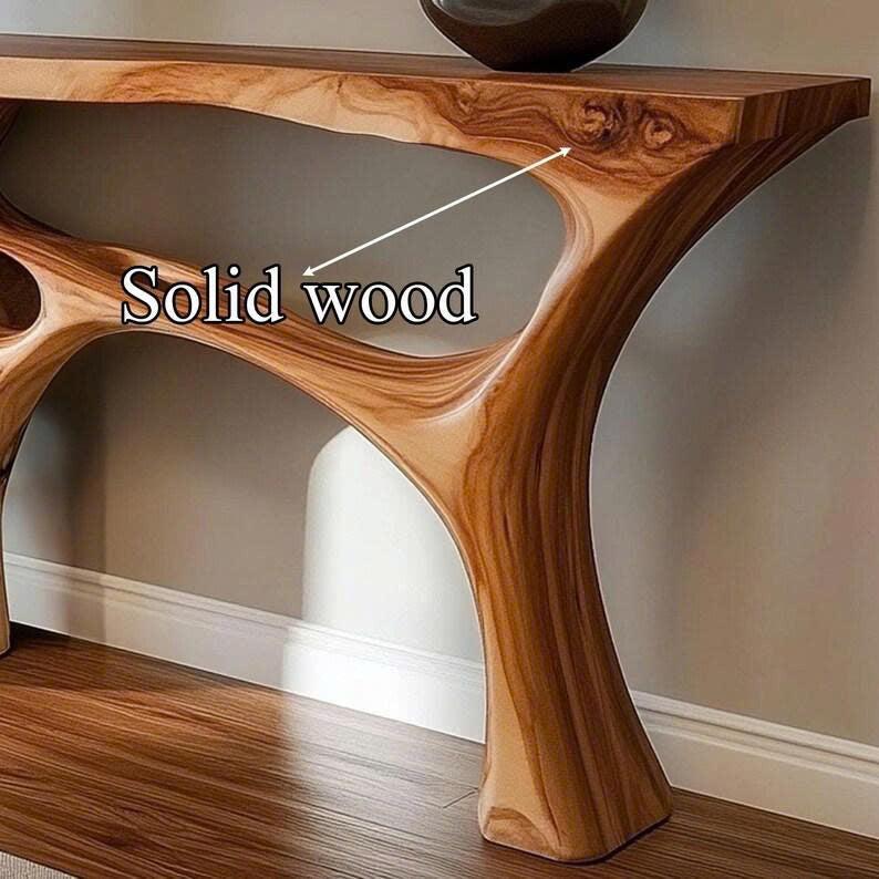 Handmade Organic Sculptural Console Table Solid Wood Decor Home Gift