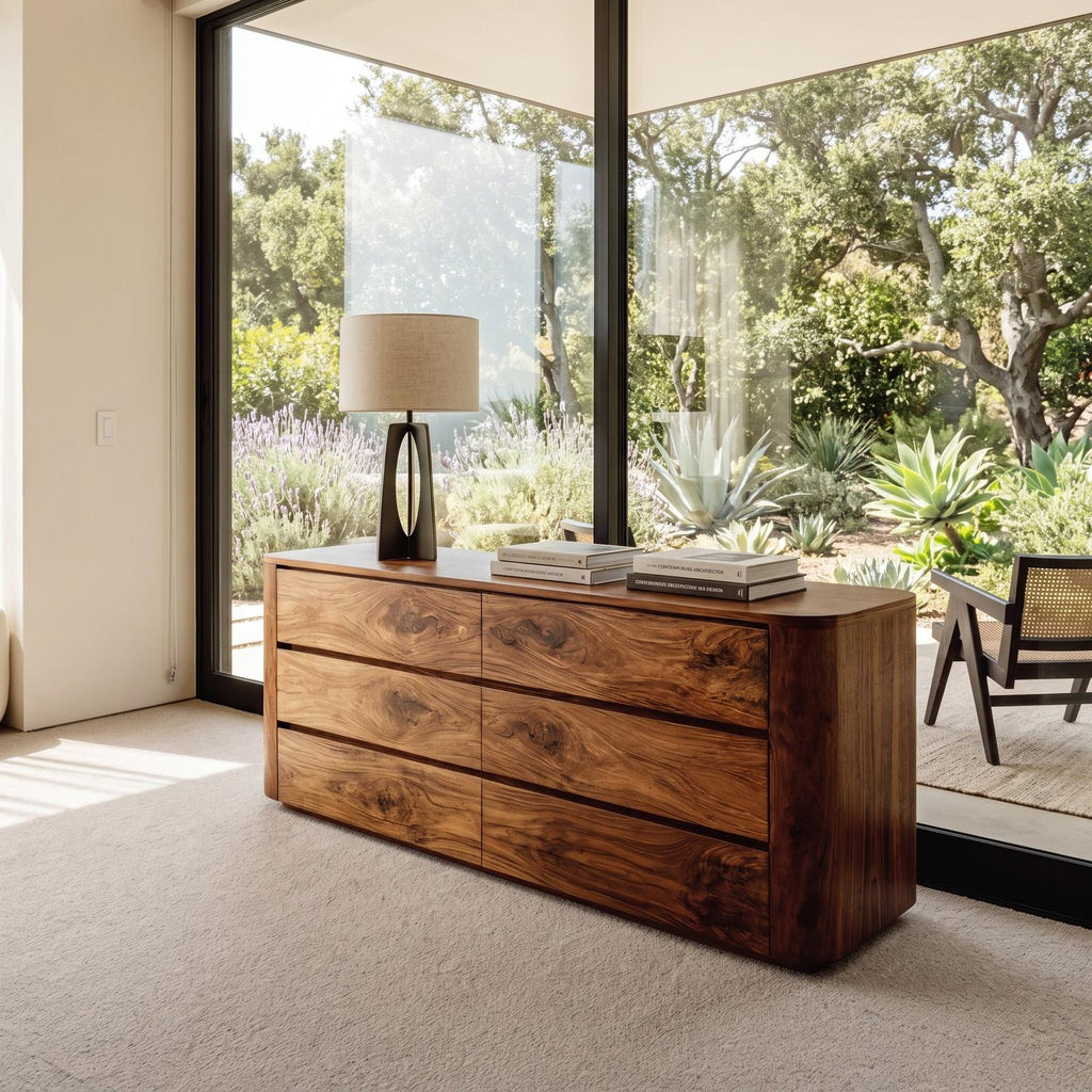 Quiet Luxury Sideboard for Living Room, Handcrafted Solid Wood Buffet Storage Cabinet & Credenza, Model