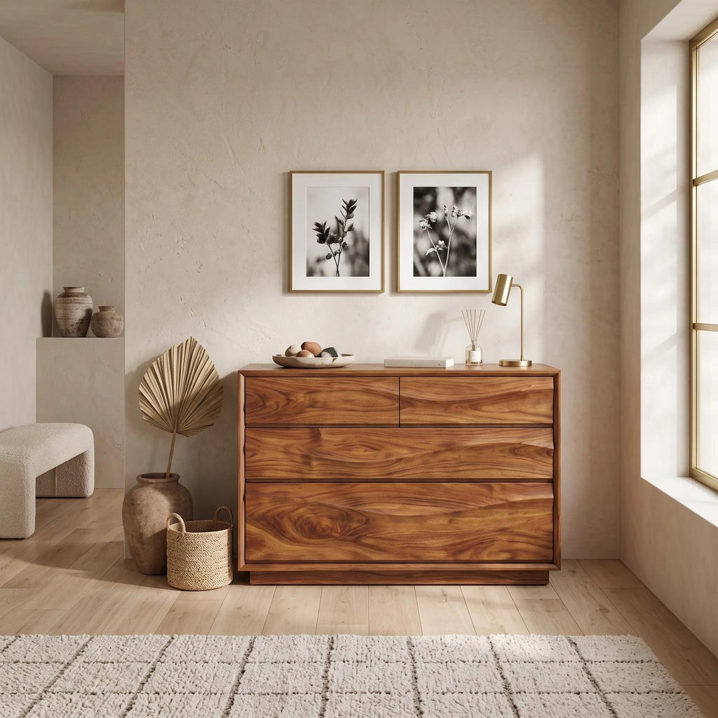 Mid Century Sculpted Chest Dresser For Bedroom
