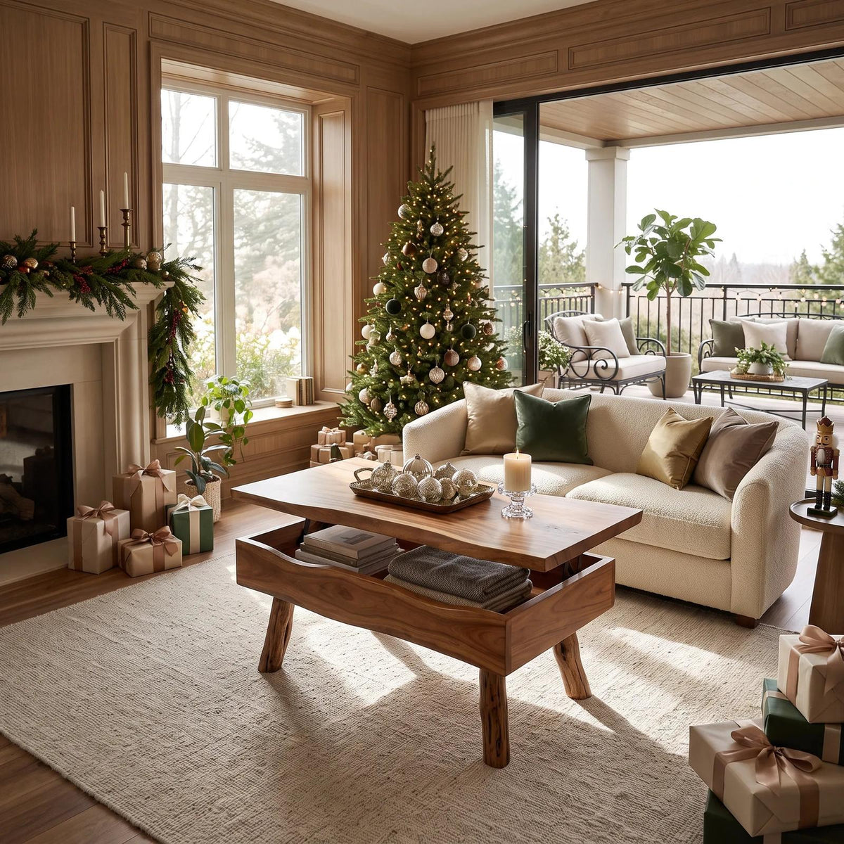 Rustic Xmas Live Edge Coffee Table Mountain Lodge