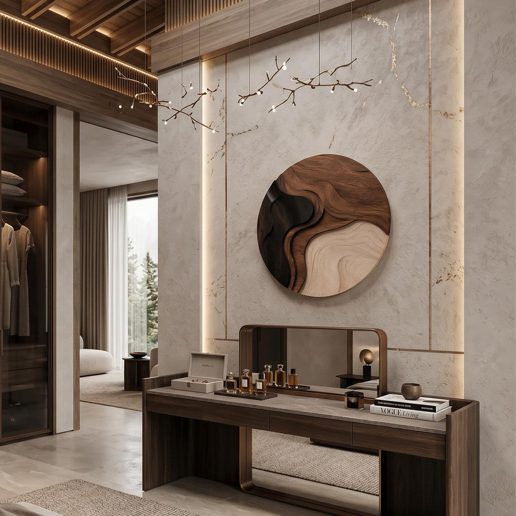 Minimalist Statement Wood Wall Panel, Modern Abstract 3D Wall Art Sculpture for Studio Apartment Living Room