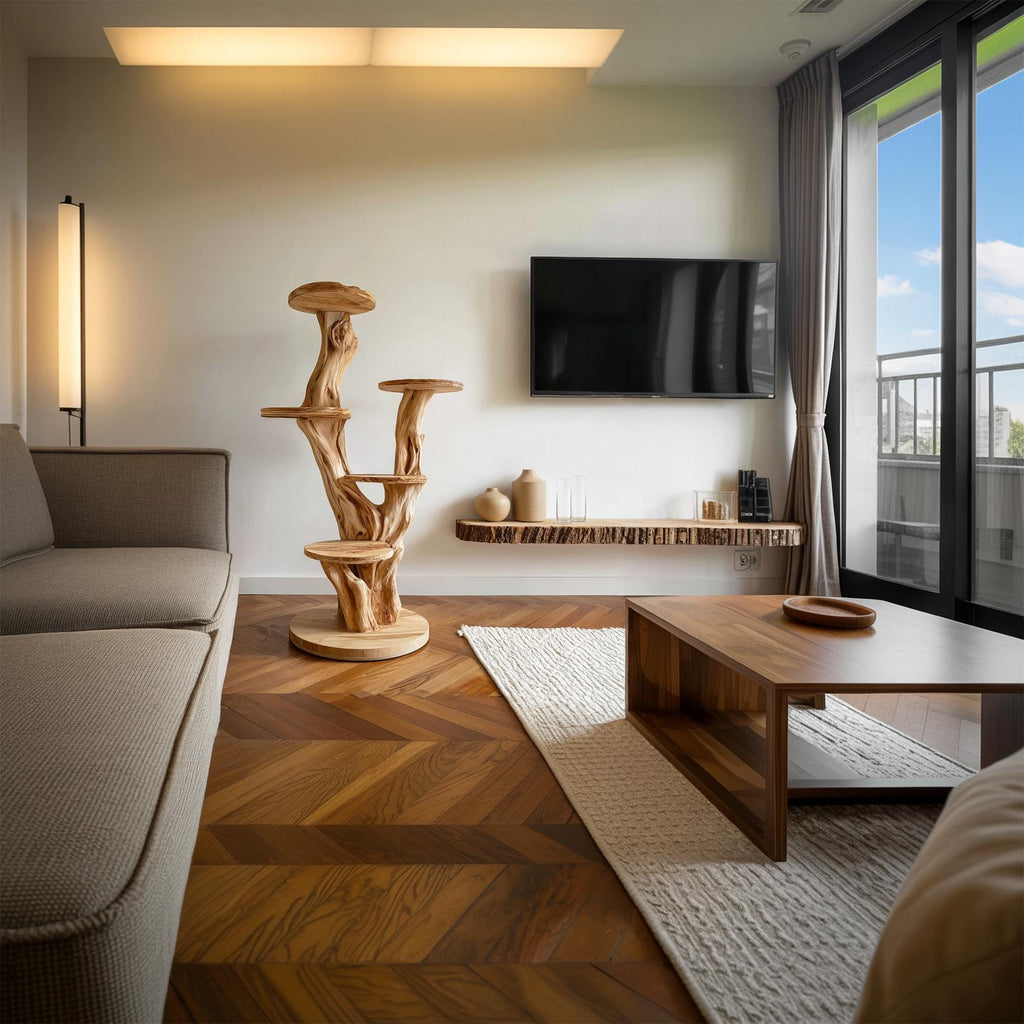 Rustic Cat Sculptural Tree Tower Living Room Or Contemporary Home
