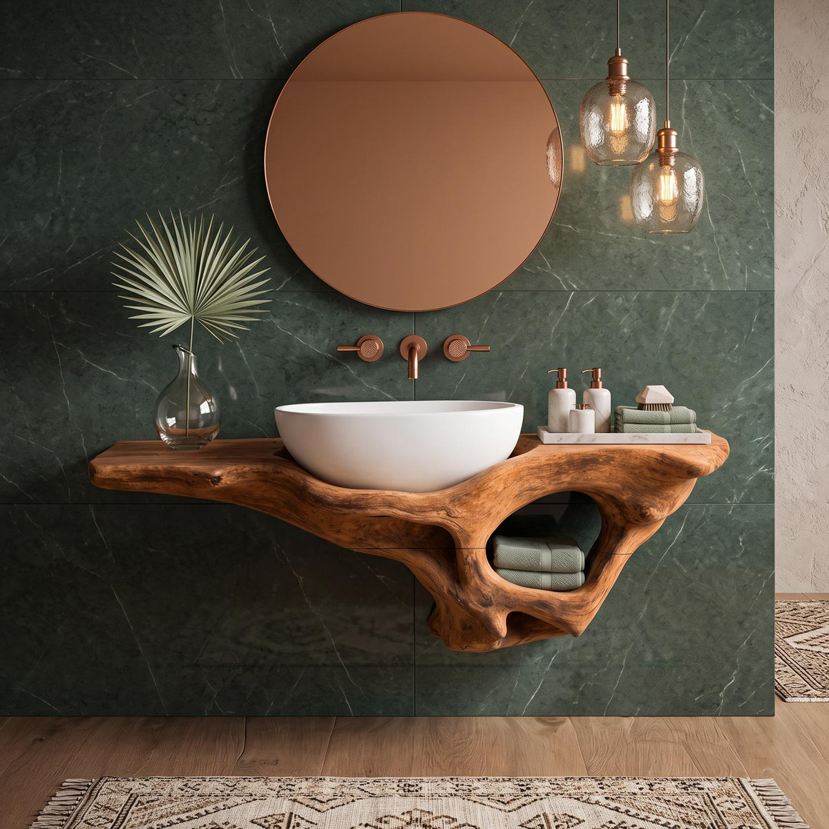 Mid Century Live Edge Vanity Bathroom Decor Accents