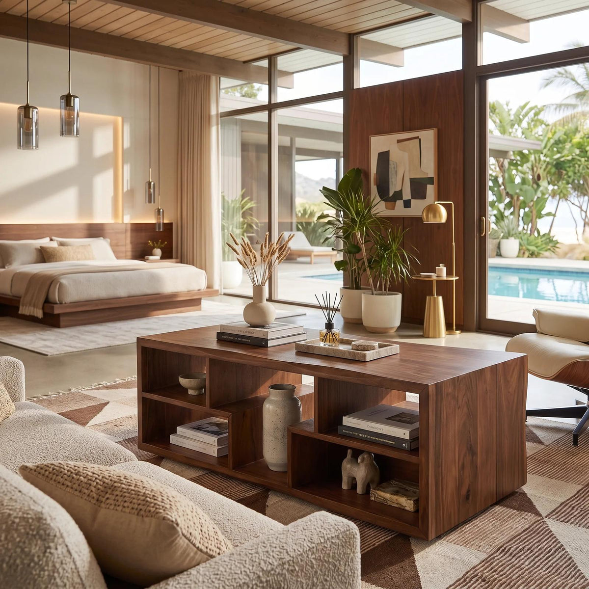 Rustic Storage Coffee Table Modern Farmhouse