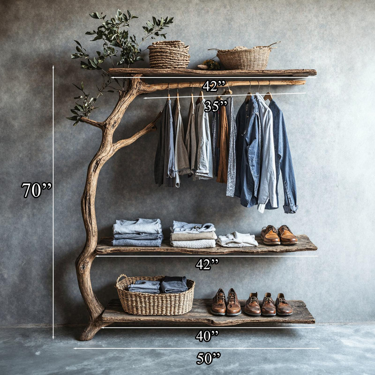 Tree Branch Rack Wall Coat Rack With Shelf Wall Mount