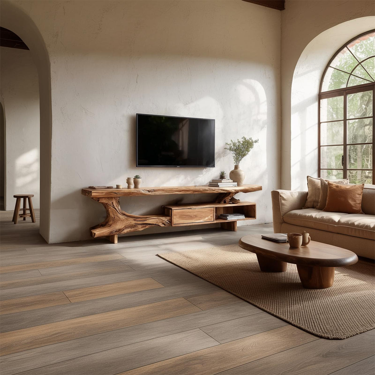 Rustic TV Stand For Living Room And Home Interior