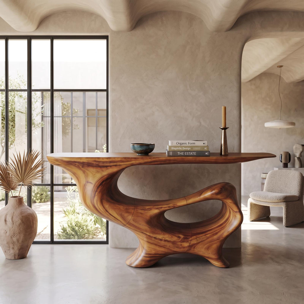 Mid Century Wooden Console Table For Living Room