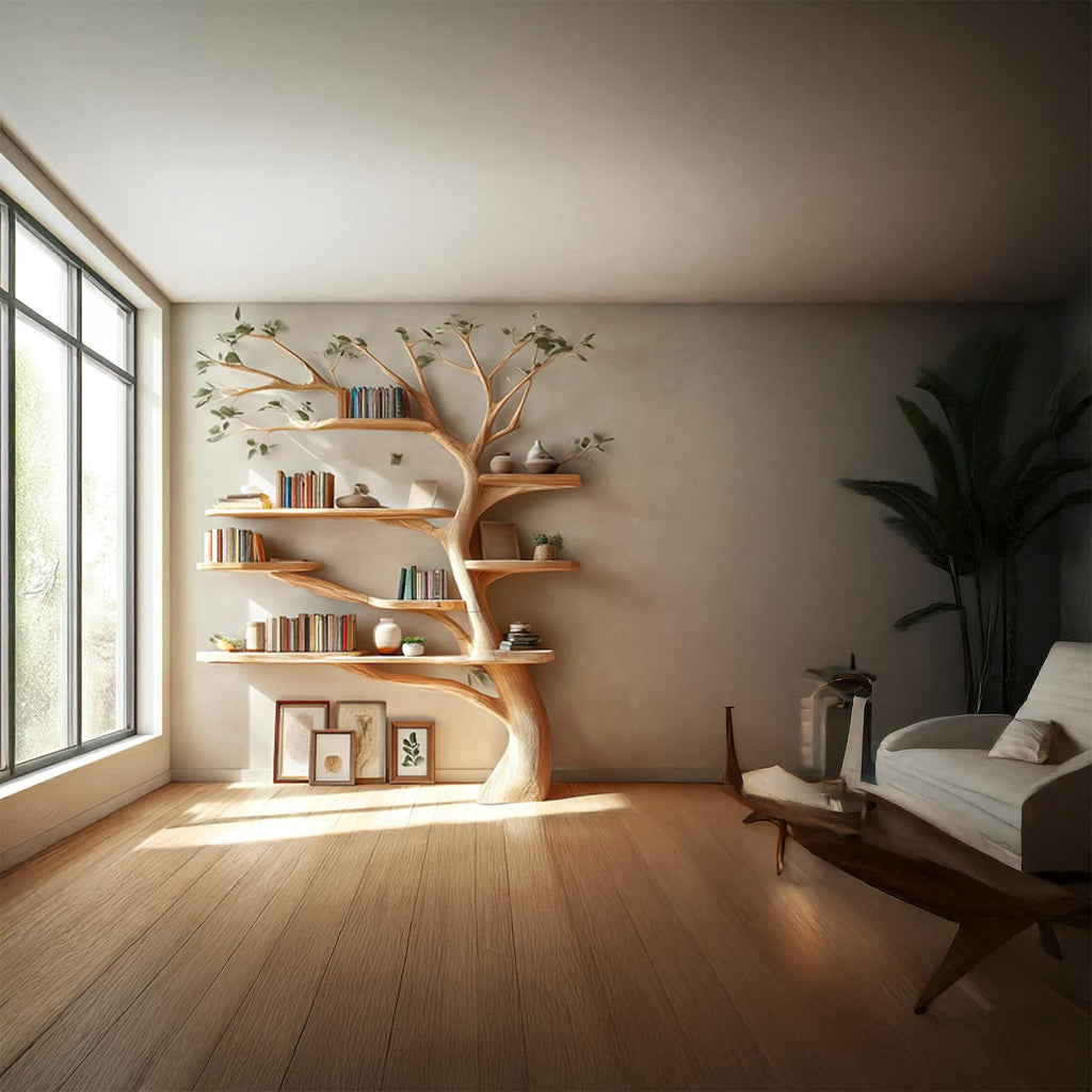 Midcentury Tree Bookshelf Living Room
