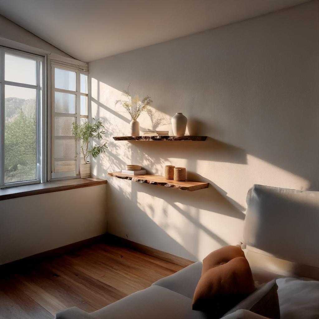 Rustic Floating Shelf Living Room