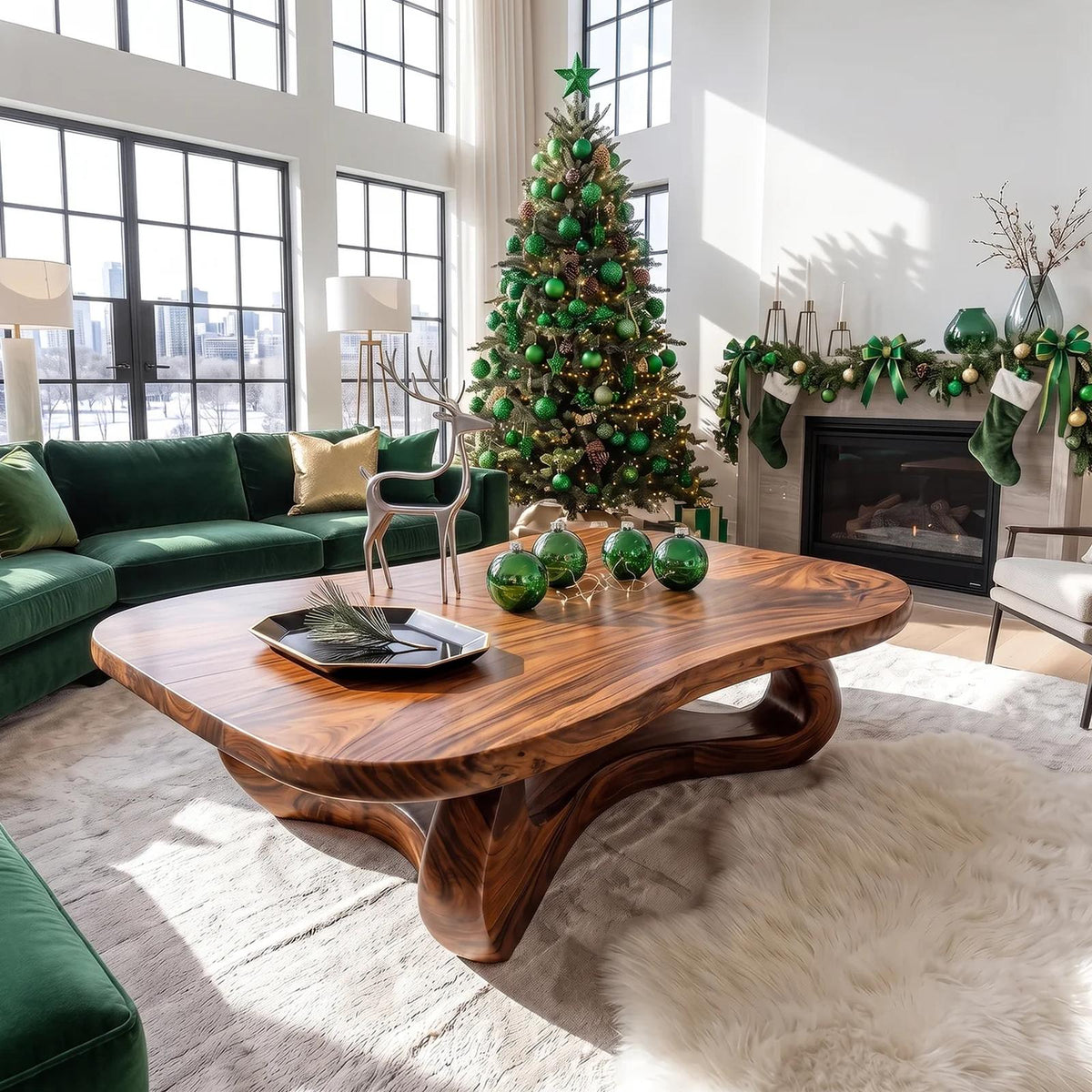 Rustic Live Edge Wooden Coffee Table, Handcrafted Solid Wood Slab Accent Table for Cozy Living Room Home Decor