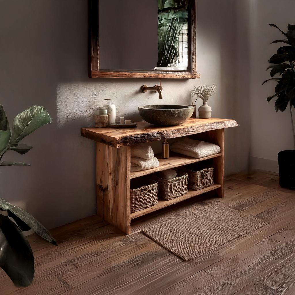Rustic Bathroom Vanity Console Storage