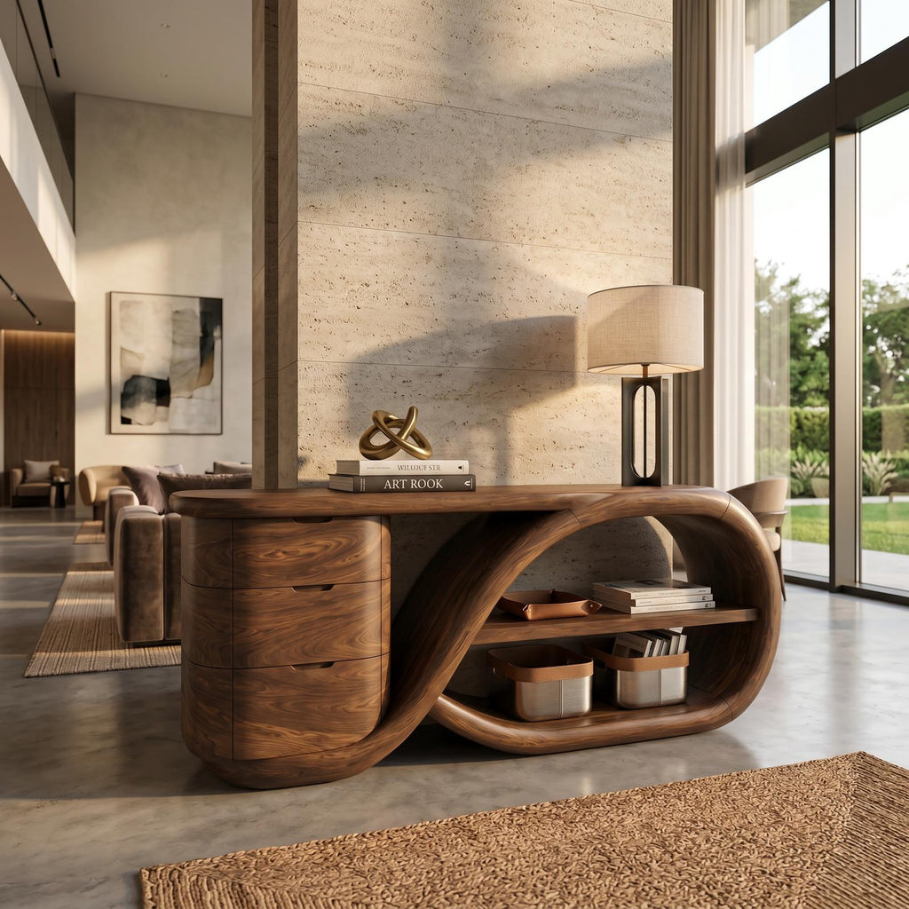 Modern Cross Base Console Table Luxury Hallway
