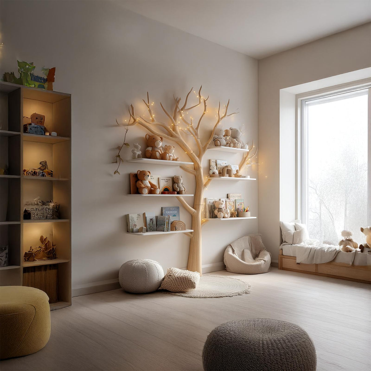 Rustic Tree Bookshelf Nursery Bedroom