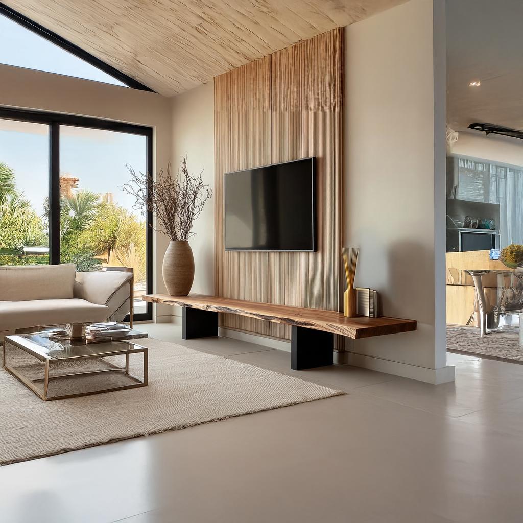MidCentury TV Console Live Edge Living Room