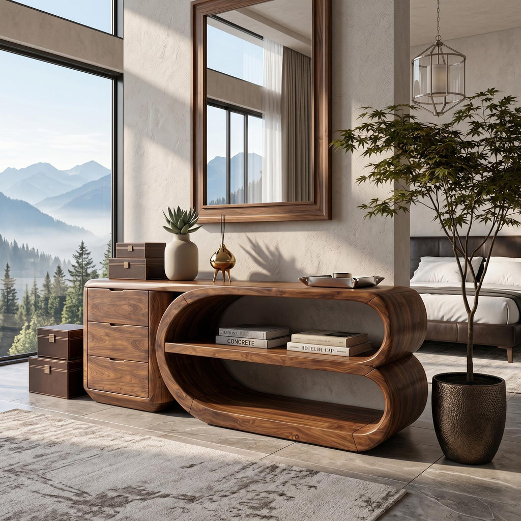 Organic Geometric Console Table Luxury Entryway