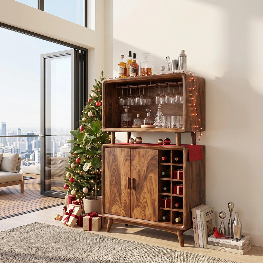 Mid Century Xmas Bar Cabinet Family Living Room