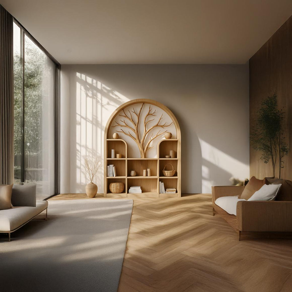 Scandinavian Rustic Tree Inspired Storage Cabinet Living Room