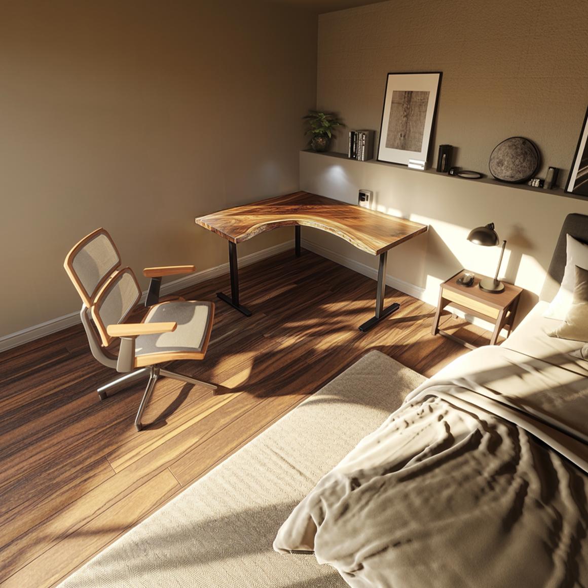 Rustic Natural Corner Work Desk Study Room And Reading Room
