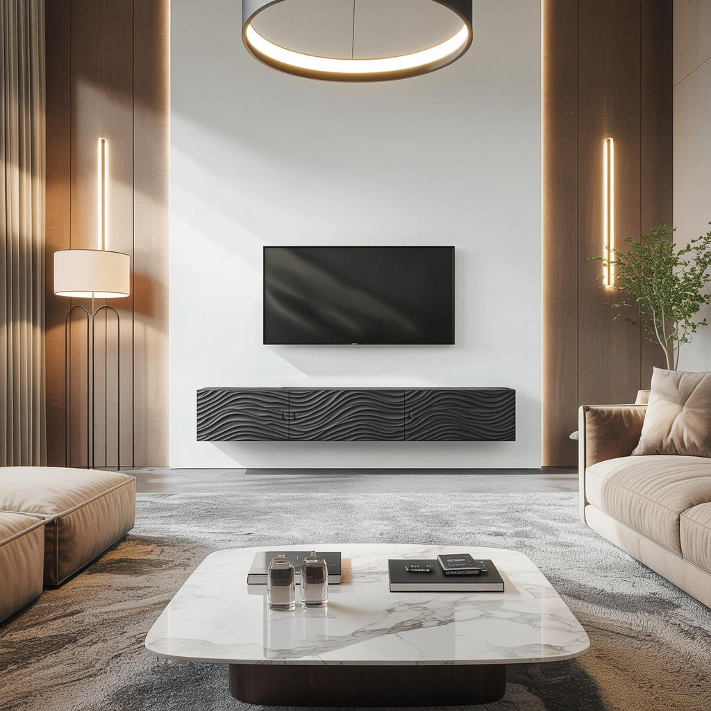 Contemporary Floating TV Stand with Storage, Modern Wall Mounted Media Console & Entertainment Center